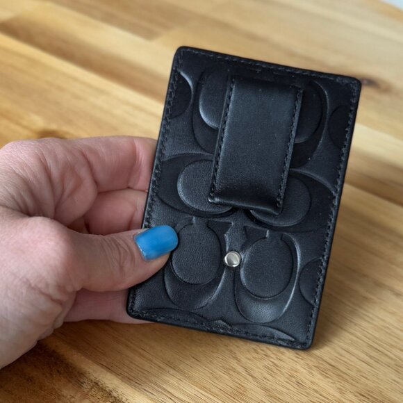 Coach Black Embossed Leather Card Case with Money Clip NWOT - Picture 4 of 4